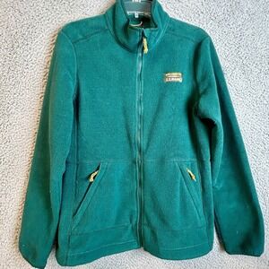 L.L. Bean Men's Green Full Zip Fleece Jacket Size Medium Outdoor Wear
